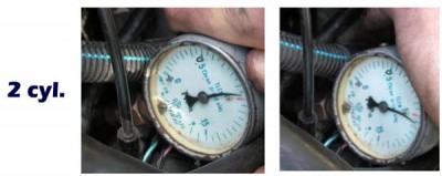 Давление сжатия Fiat Cinquecento, до и 1722 км после добавления керамизатора, второго цилиндра